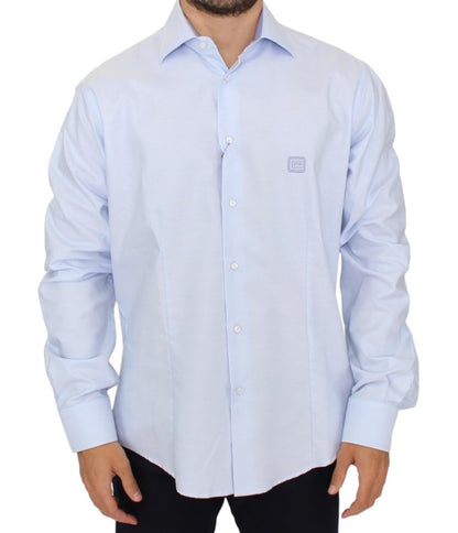 Camisa elegante de algodón italiano azul claro