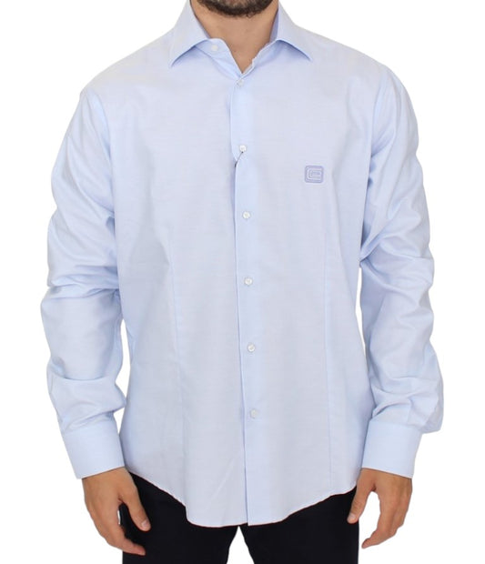 Camisa elegante de algodón italiano azul claro