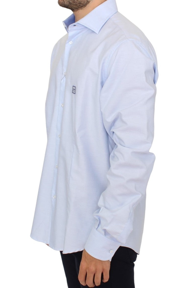 Camisa elegante de algodón italiano azul claro