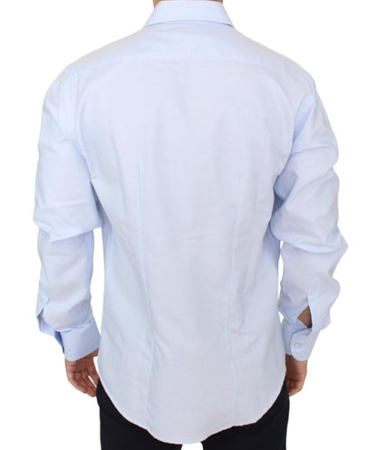 Camisa elegante de algodón italiano azul claro