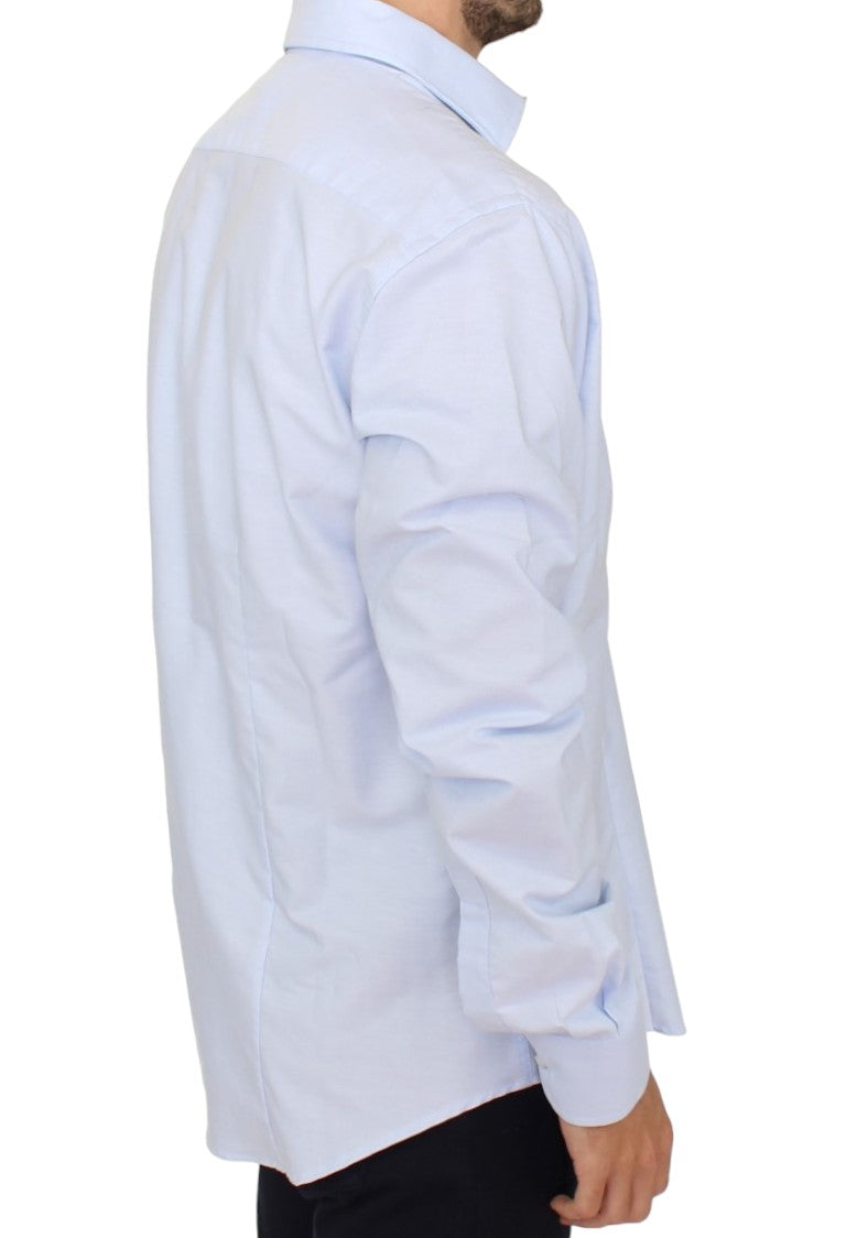 Camisa elegante de algodón italiano azul claro