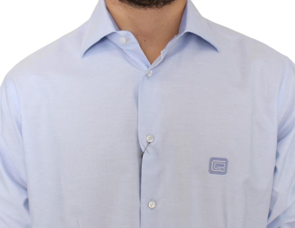 Camisa elegante de algodón italiano azul claro