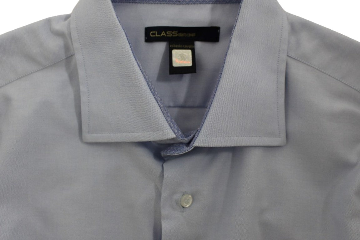 Camisa elegante de algodón italiano azul claro