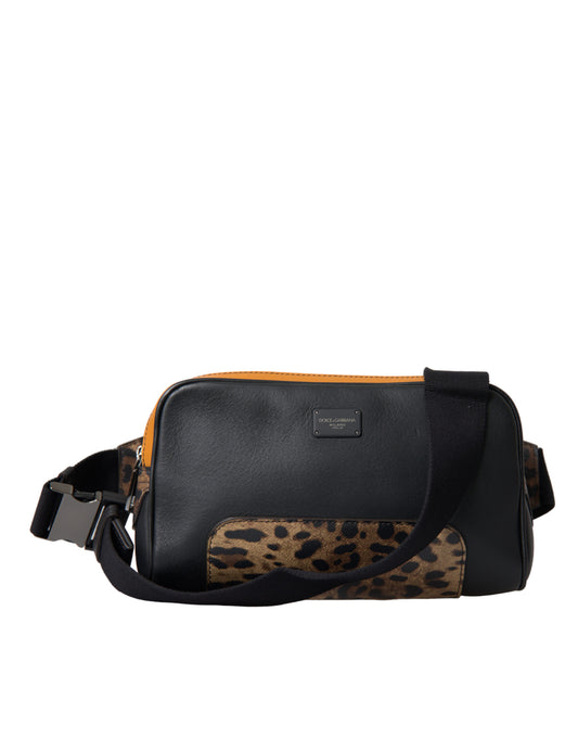 Riñonera de piel exótica con estampado de leopardo