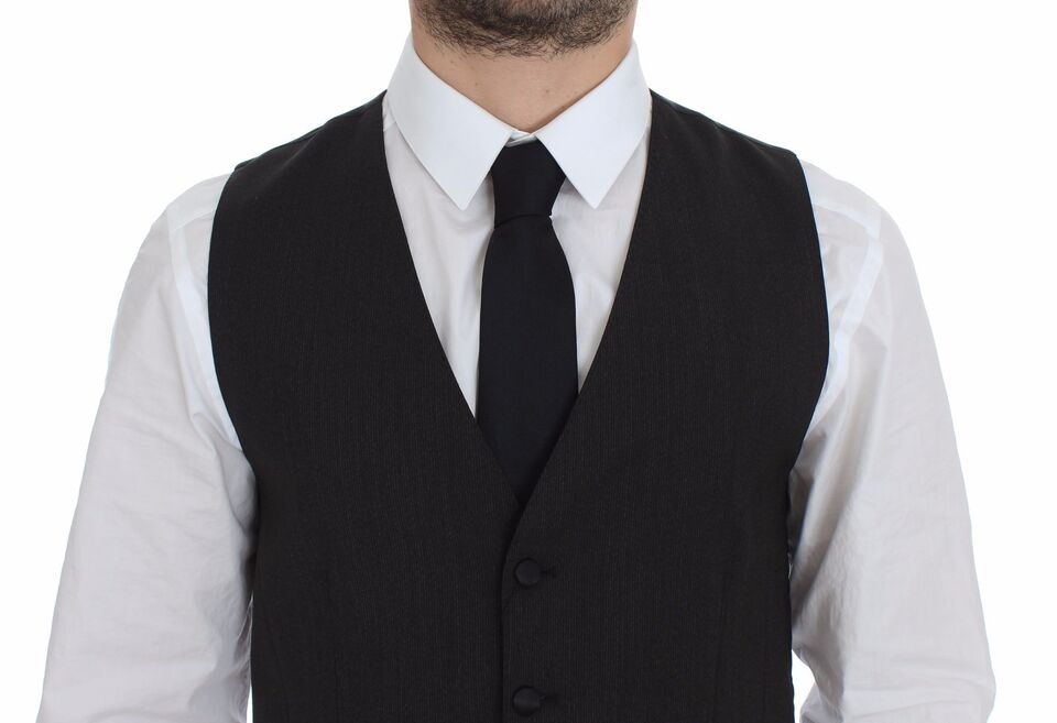 Elegante chaleco de vestir elástico de lana gris