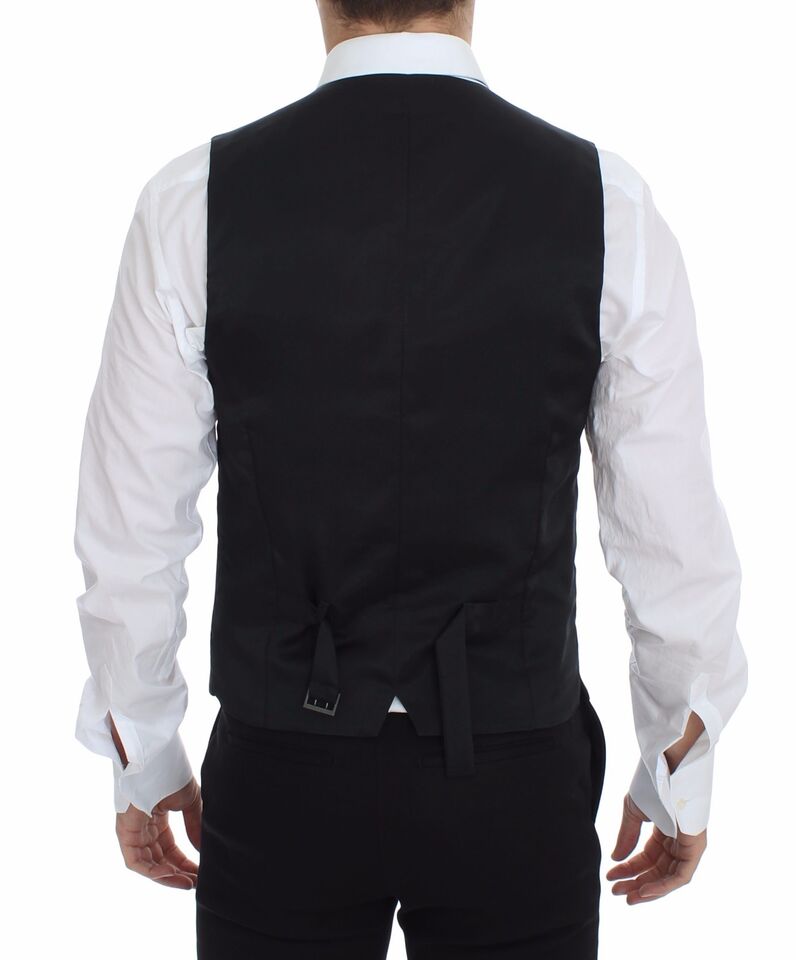 Elegante chaleco de vestir elástico de lana gris