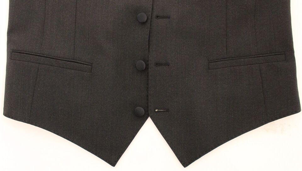 Elegante chaleco de vestir elástico de lana gris