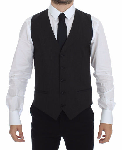 Elegante chaleco de vestir elástico de lana gris