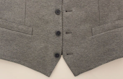 Gray Cotton Stretch Dress Vest Blazer