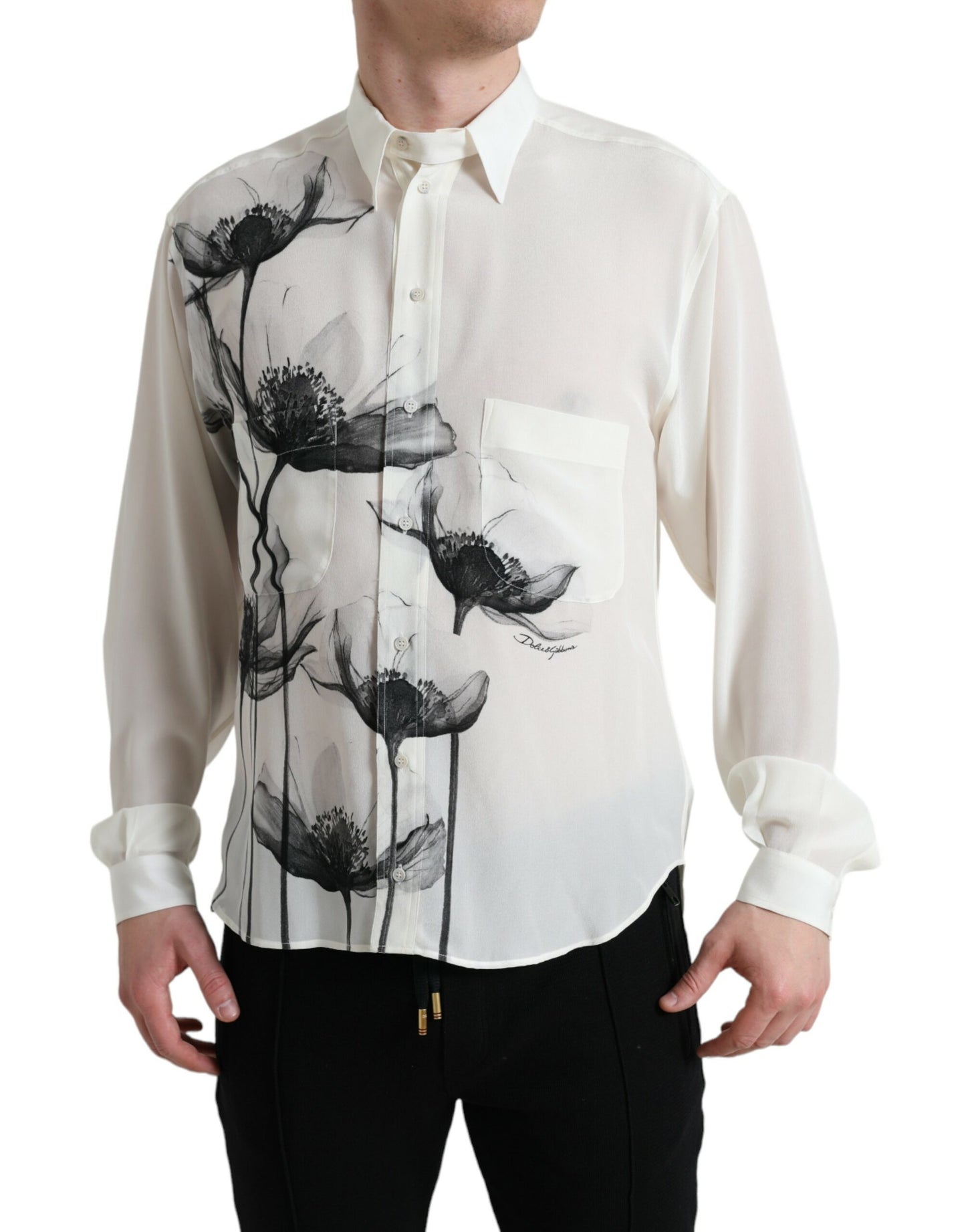 Camisa elegante de seda floral