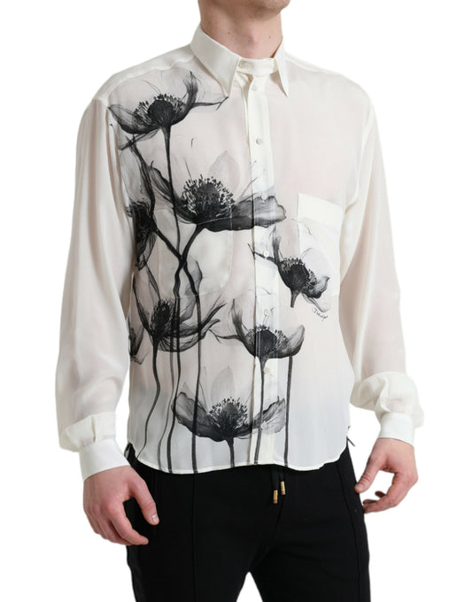 Camisa elegante de seda floral