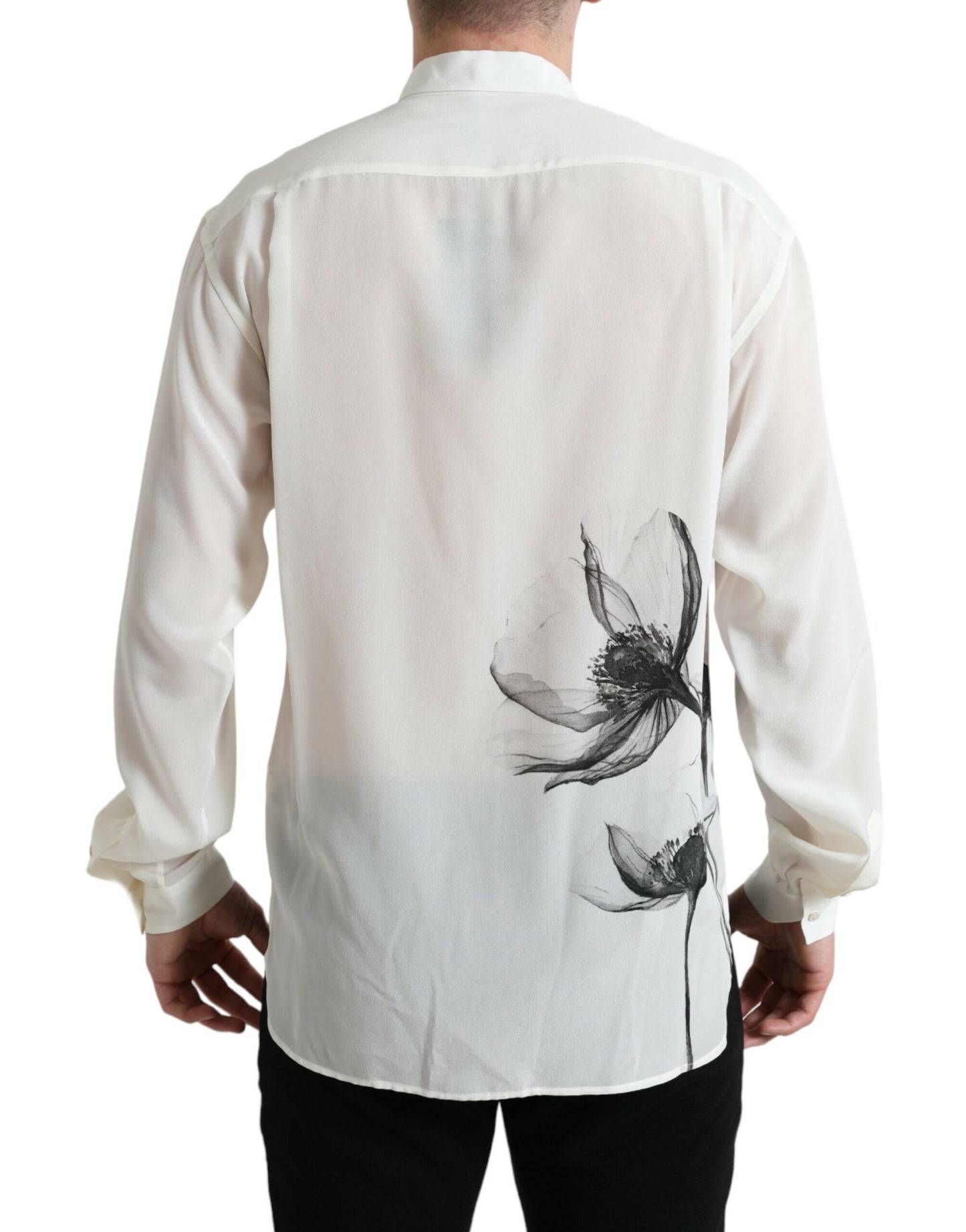 Camisa elegante de seda floral
