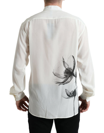 Camisa elegante de seda floral