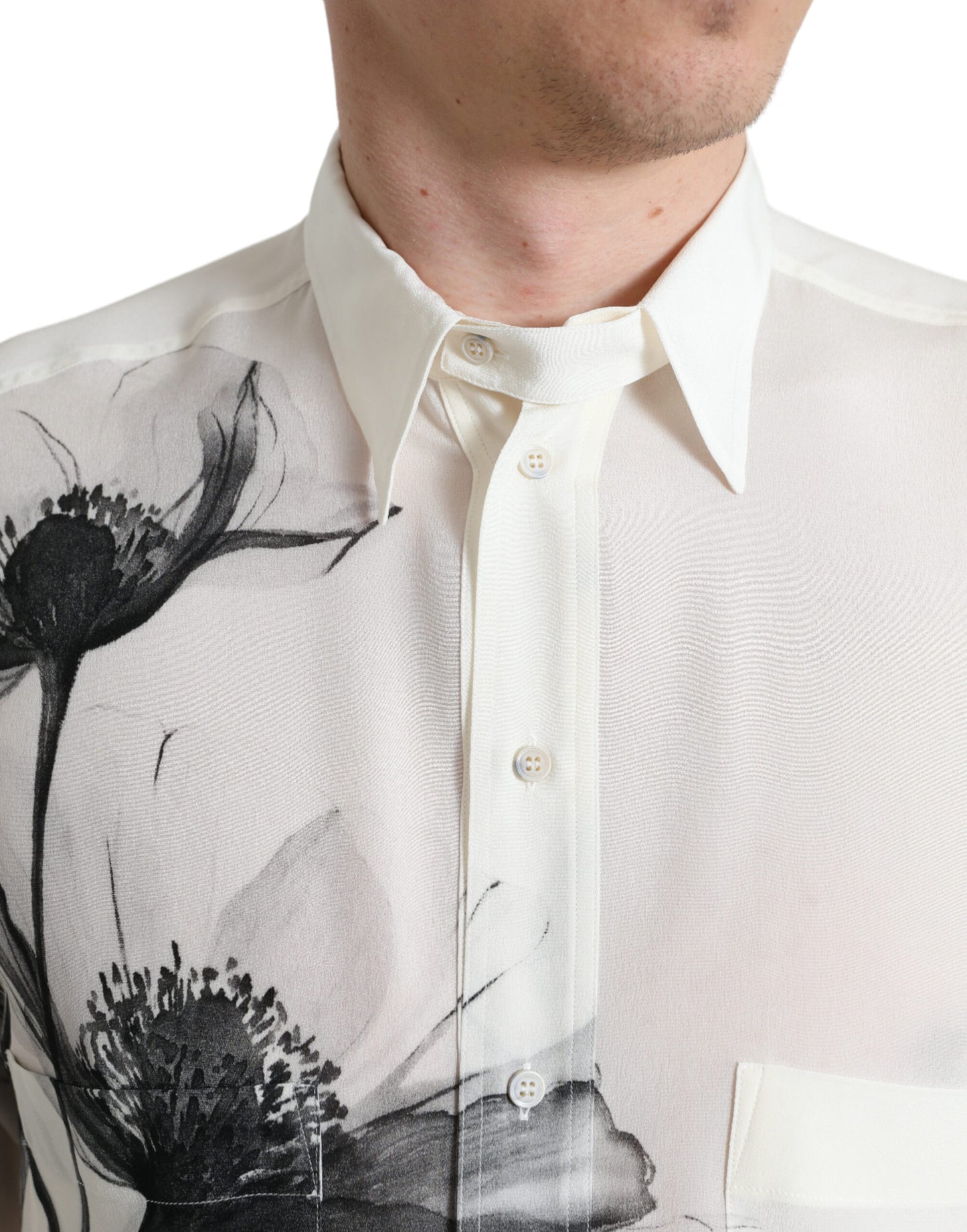 Camisa elegante de seda floral