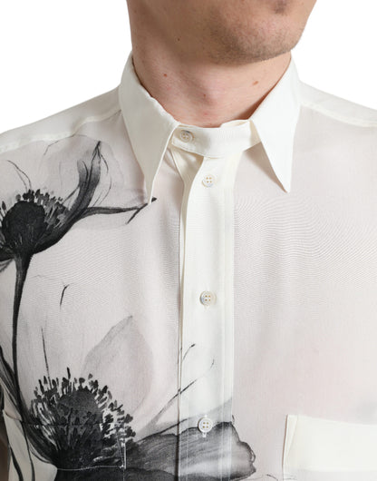 Camisa elegante de seda floral