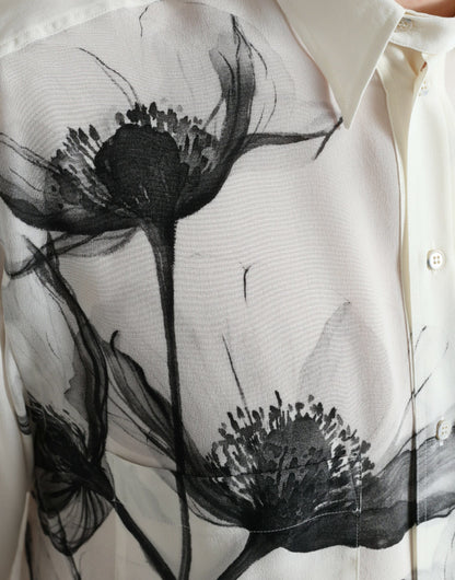 Camisa elegante de seda floral