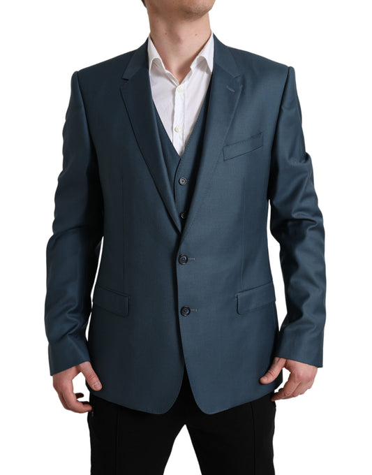 Elegante traje de dos piezas de lana verde martini