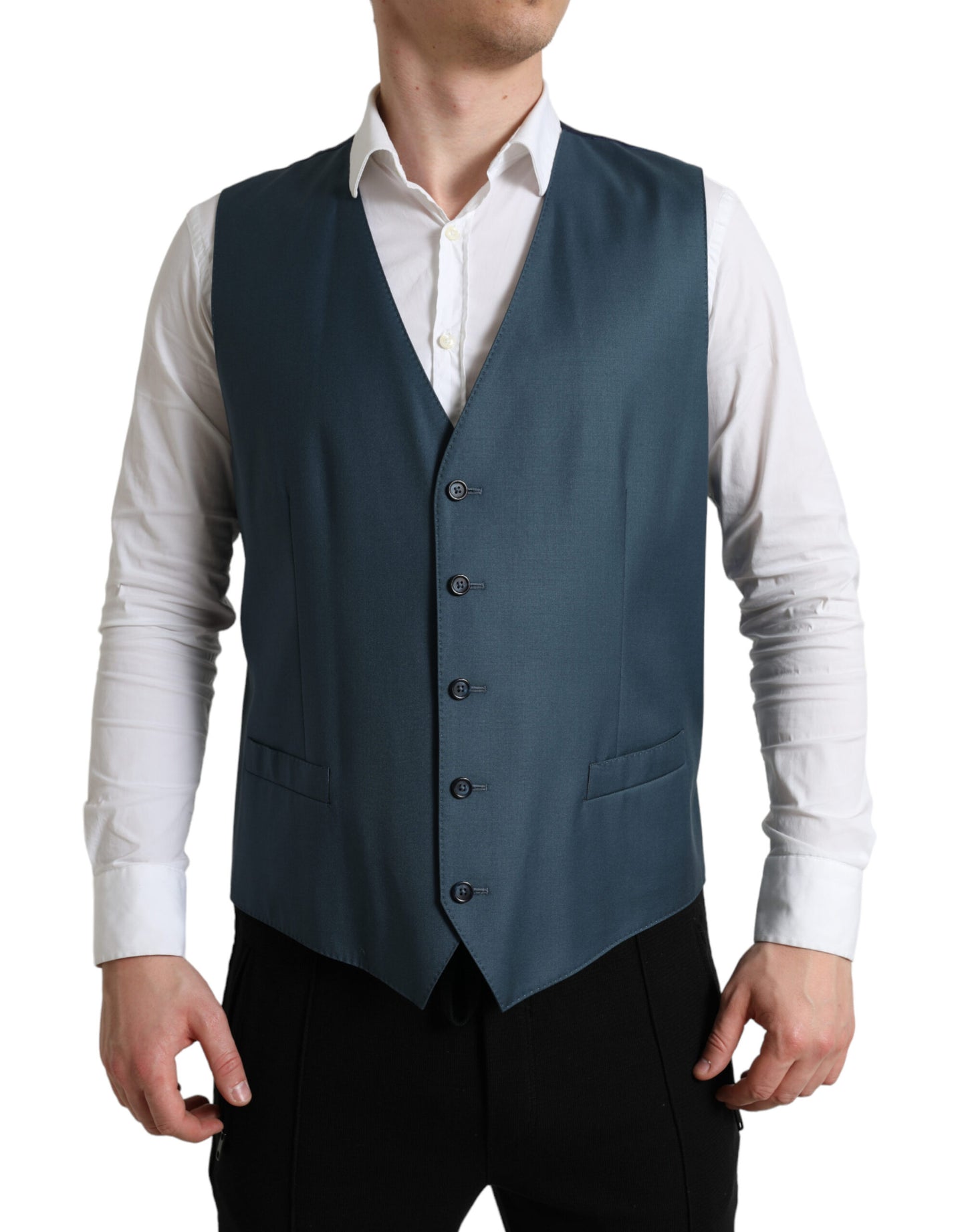 Elegante traje de dos piezas de lana verde martini