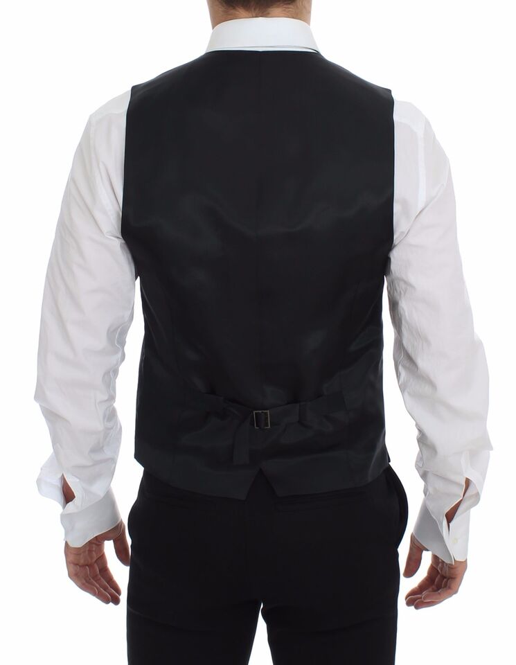 Elegante chaleco de vestir a rayas grises