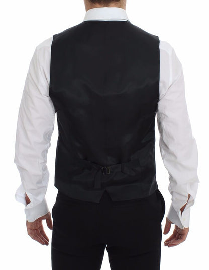 Elegante chaleco de vestir a rayas grises