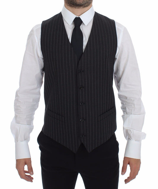Elegante chaleco de vestir a rayas grises