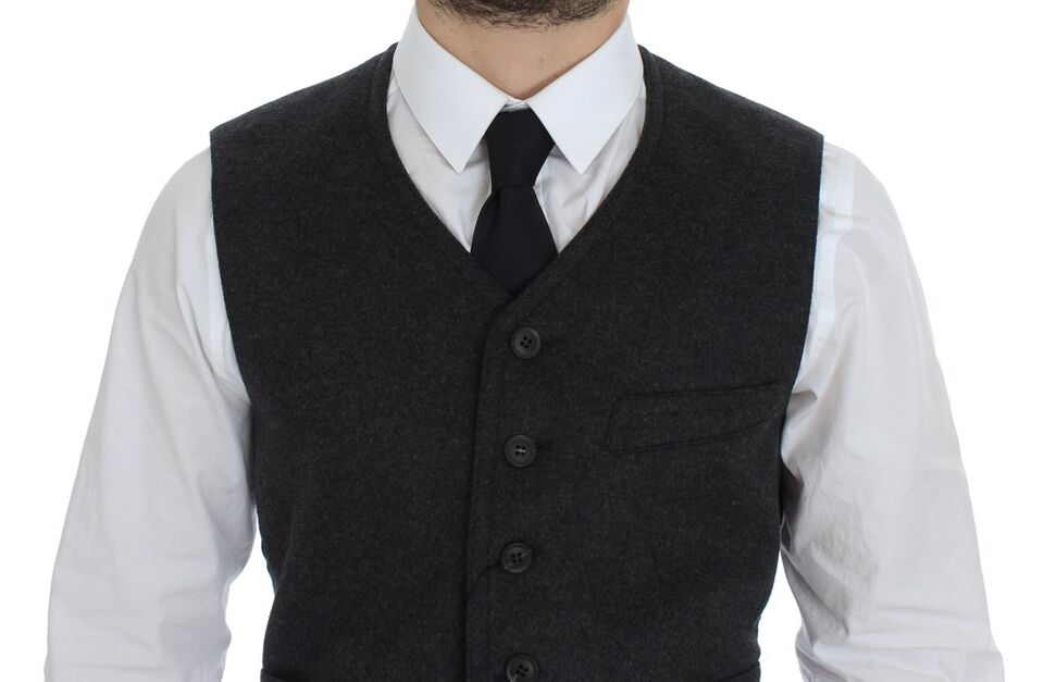 Elegante chaleco de vestir de mezcla de lana gris