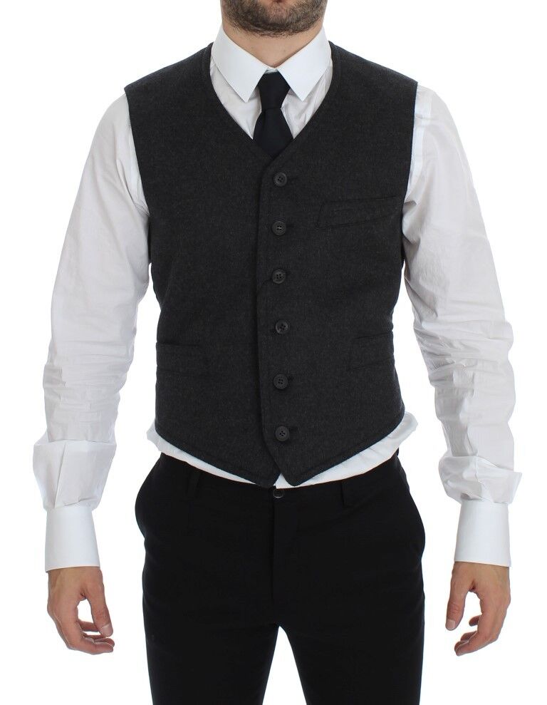 Elegante chaleco de vestir de mezcla de lana gris