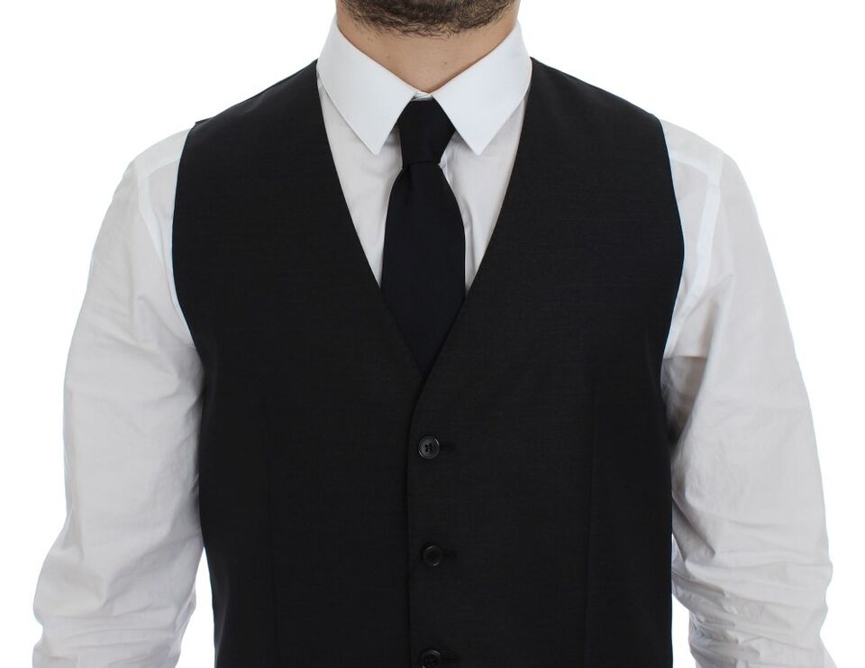 Elegante chaleco de vestir de mezcla de lana gris