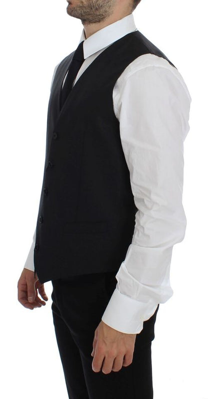 Elegante chaleco de vestir de mezcla de lana gris