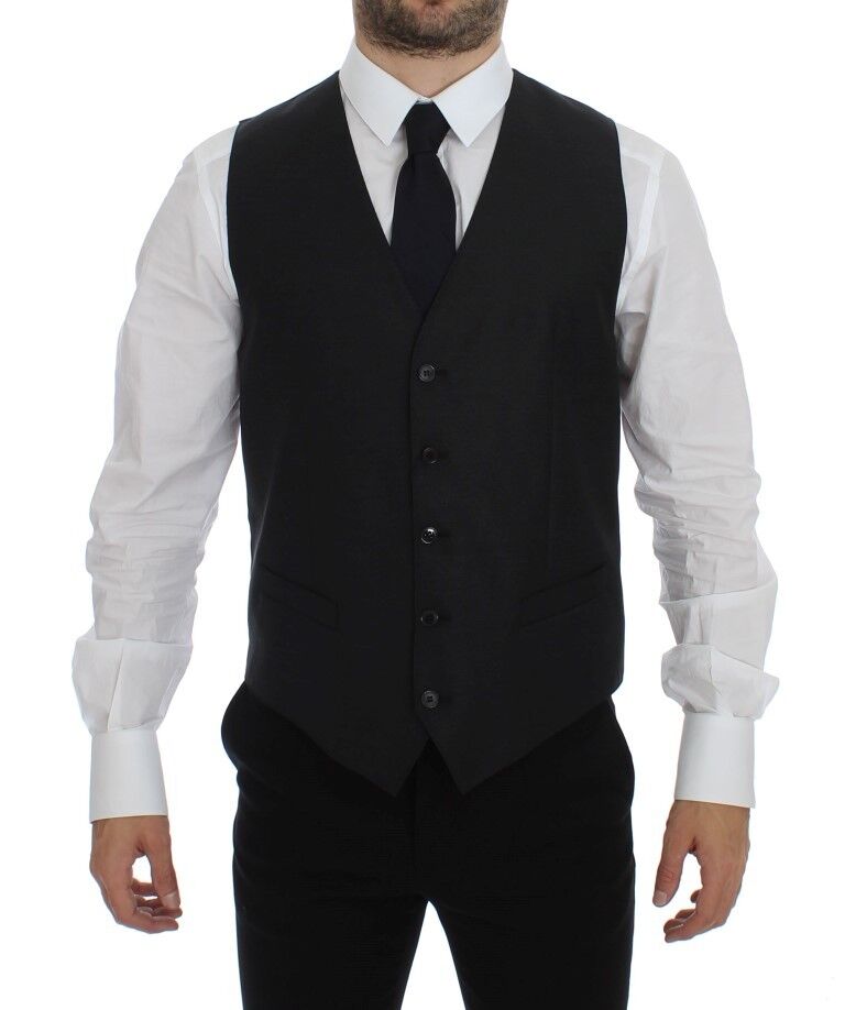 Elegante chaleco de vestir de mezcla de lana gris