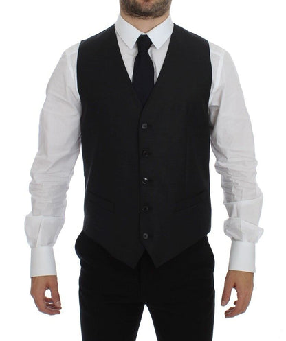 Elegante chaleco de vestir de mezcla de lana gris