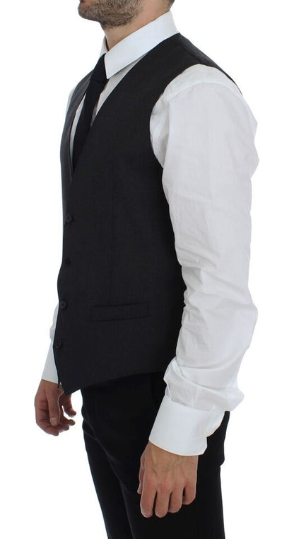 Elegante chaleco formal de lana gris