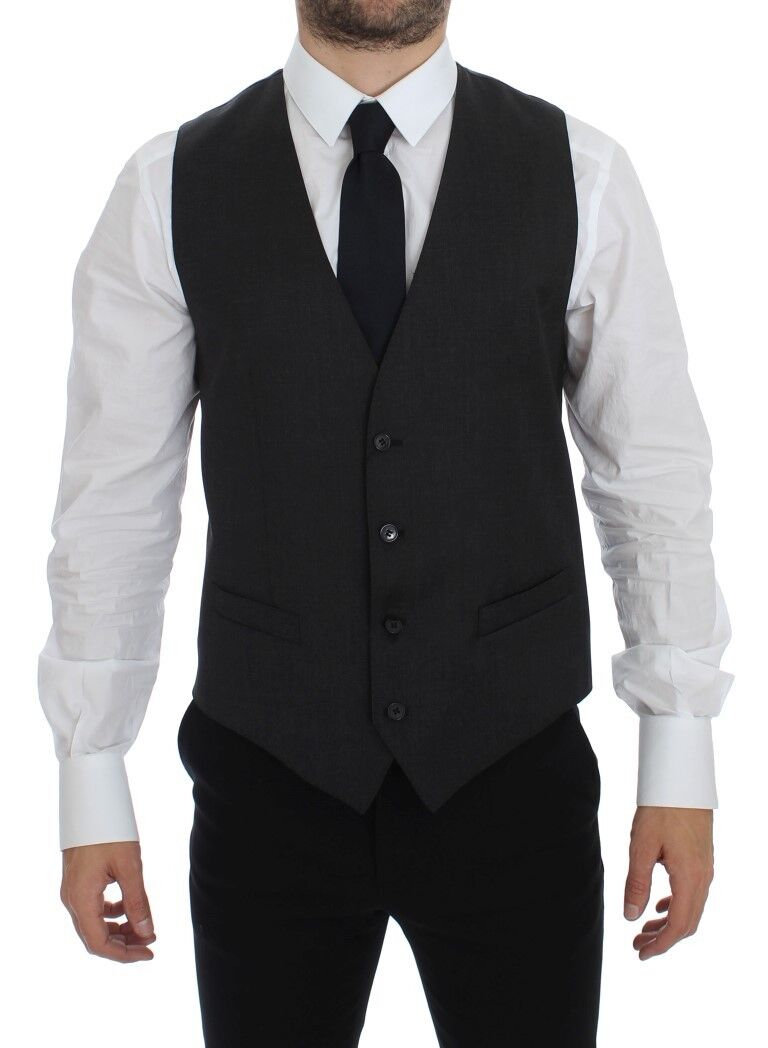 Elegante chaleco formal de lana gris
