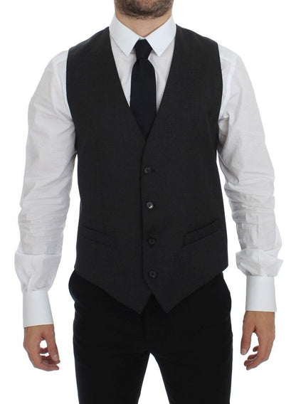 Elegante chaleco formal de lana gris