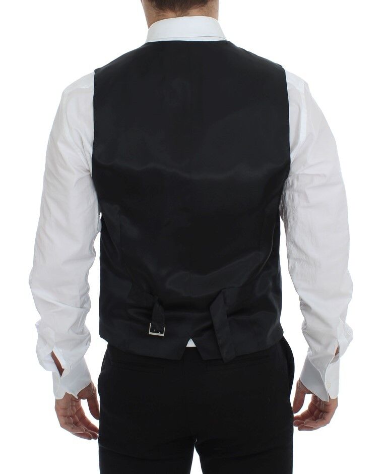 Elegante chaleco de lana a rayas grises