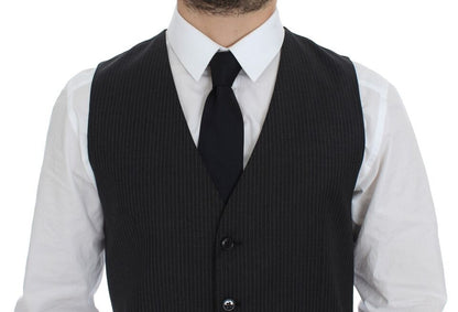 Elegante chaleco de vestir a rayas grises