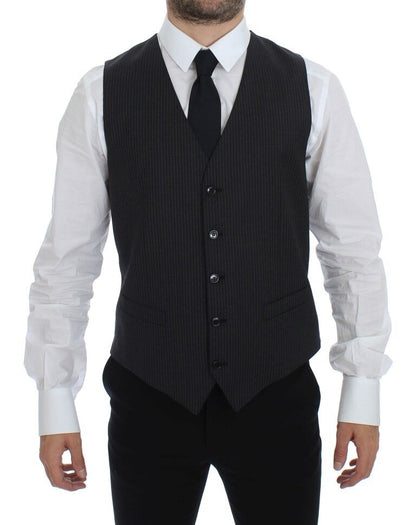 Elegante chaleco de vestir a rayas grises