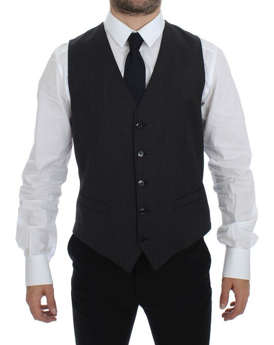 Elegante chaleco de vestir a rayas grises