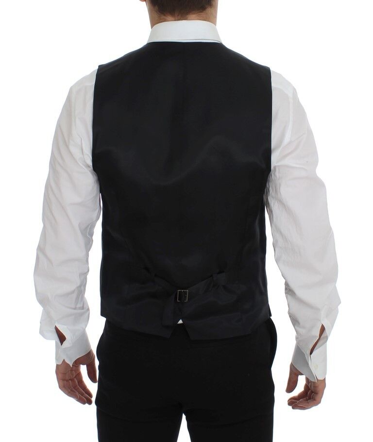 Elegante chaleco de lana a rayas grises