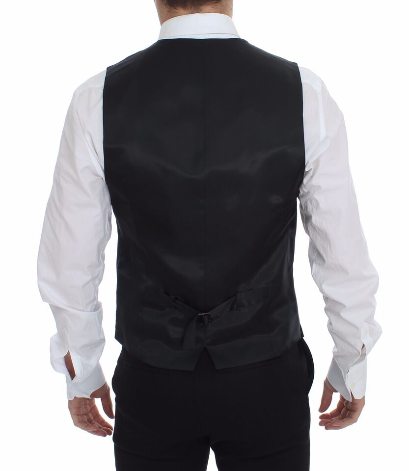 Elegante chaleco de vestir a rayas grises