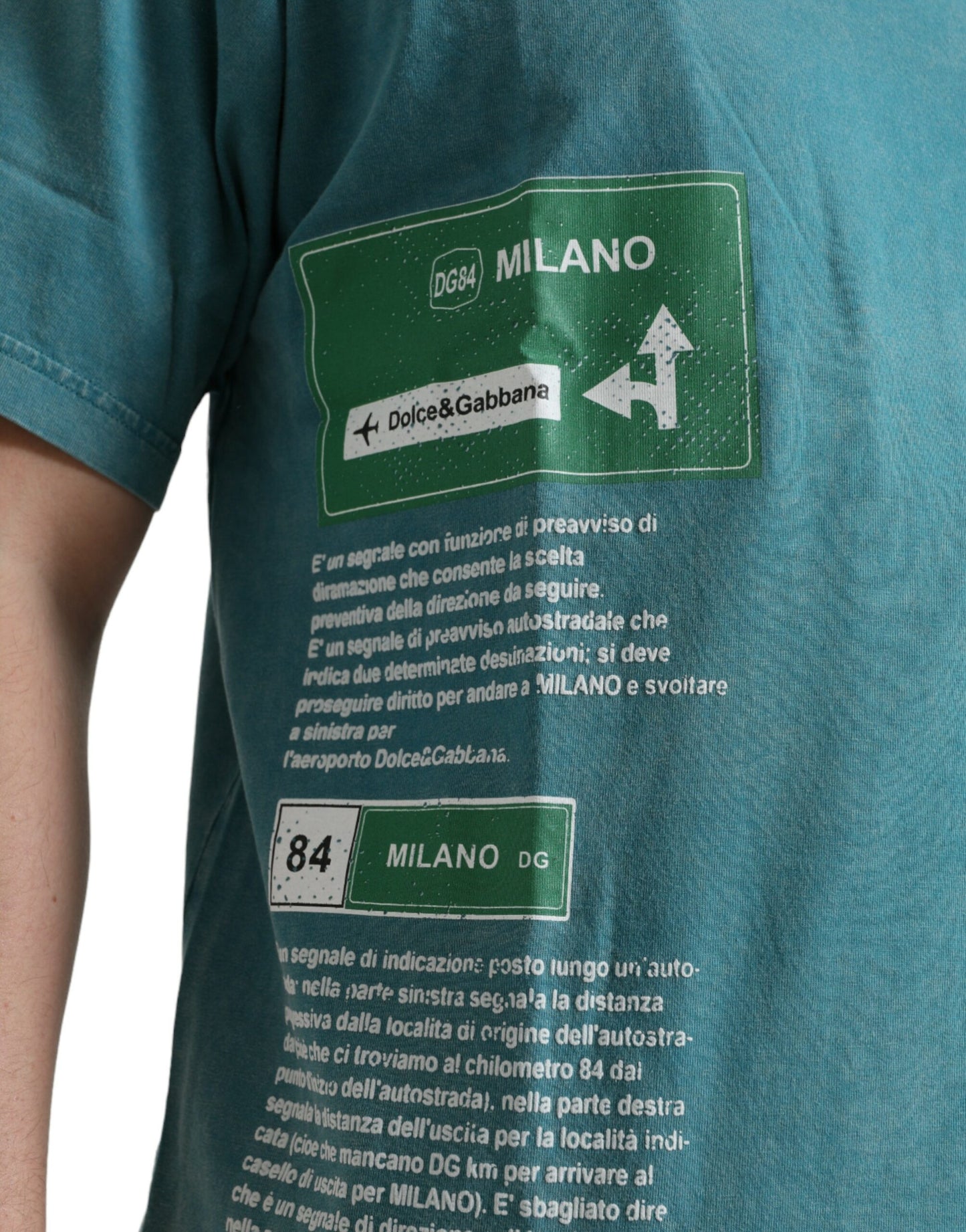 Camiseta de algodón con motivo Milano en azul chic
