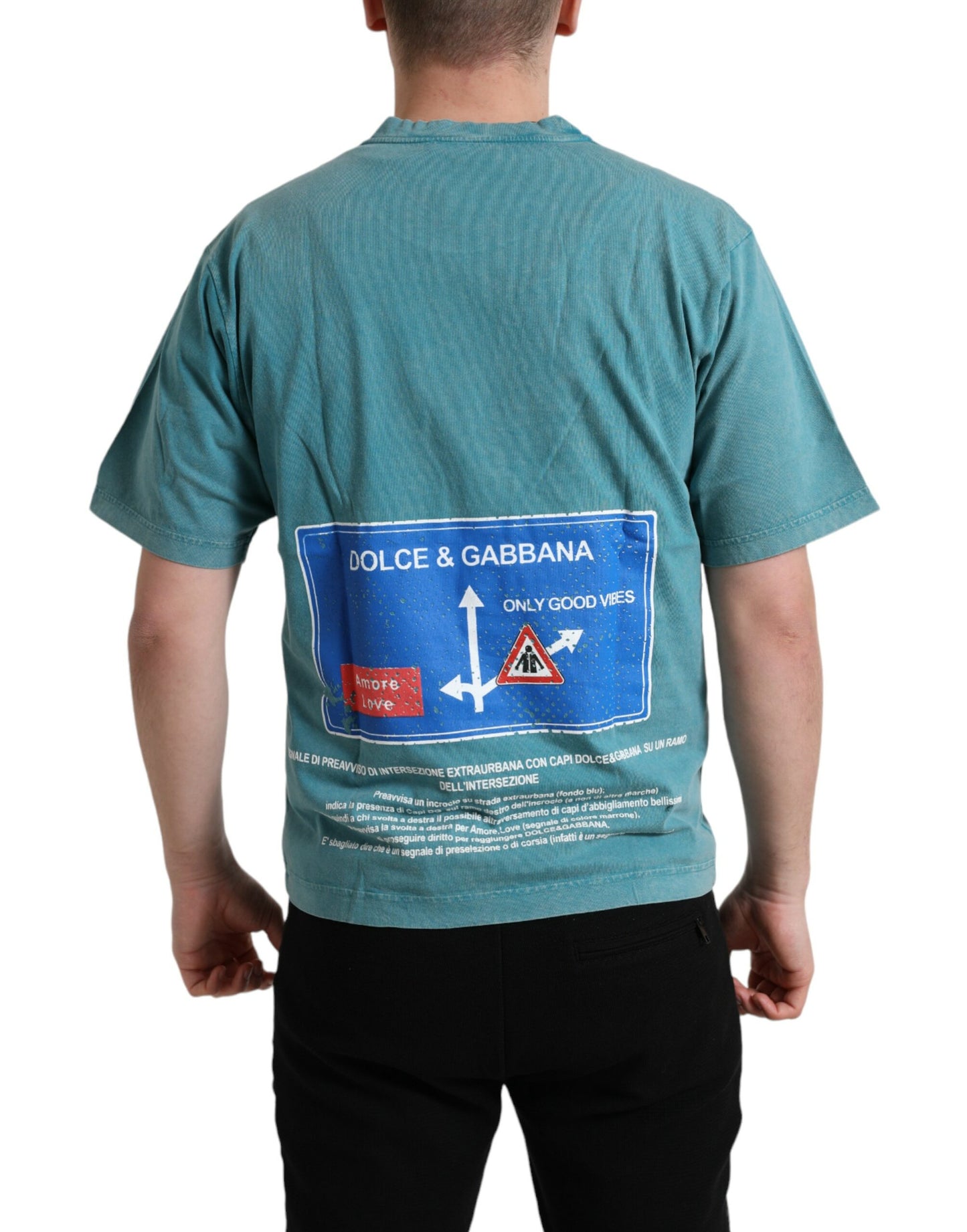 Camiseta de algodón con motivo Milano en azul chic