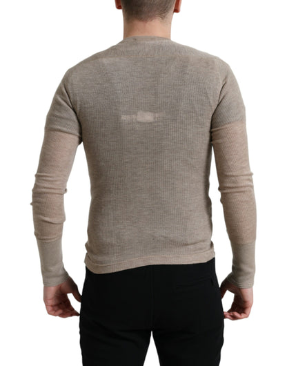 Elegante suéter de cachemira Henley beige