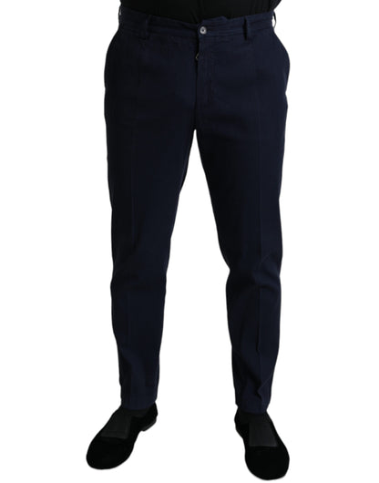 Elegantes pantalones de vestir ajustados de color azul oscuro