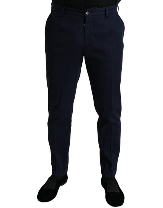 Elegantes pantalones de vestir ajustados de color azul oscuro