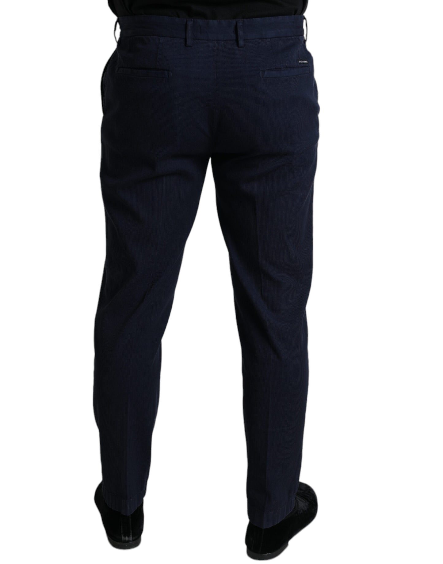 Elegantes pantalones de vestir ajustados de color azul oscuro