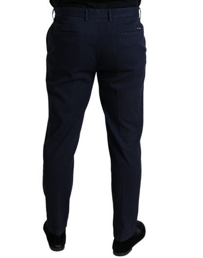Elegantes pantalones de vestir ajustados de color azul oscuro