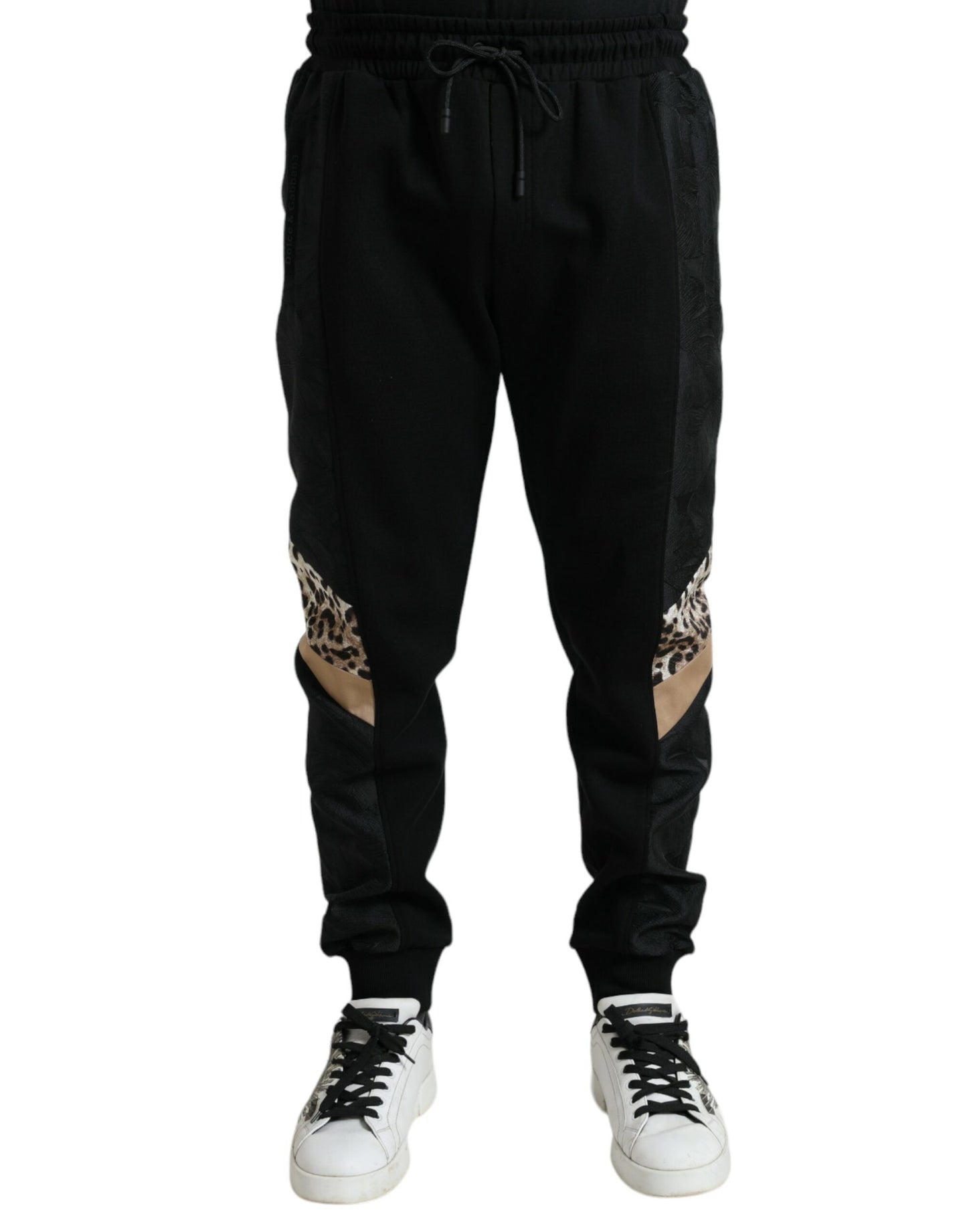 Elegantes pantalones deportivos de leopardo negros