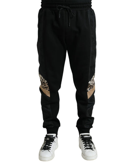 Elegantes pantalones deportivos de leopardo negros