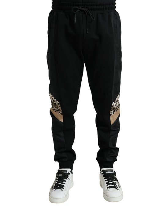 Elegantes pantalones deportivos de leopardo negros